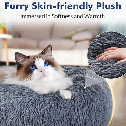 Pet Relief – Plush Round Pet Bed for Cats & Dogs | Super Soft, Warm & Cozy, Multiple Sizes (40–90cm)
