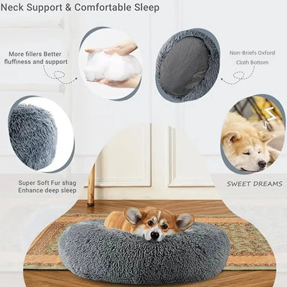 Pet Relief – Plush Round Pet Bed for Cats & Dogs | Super Soft, Warm & Cozy, Multiple Sizes (40–90cm)