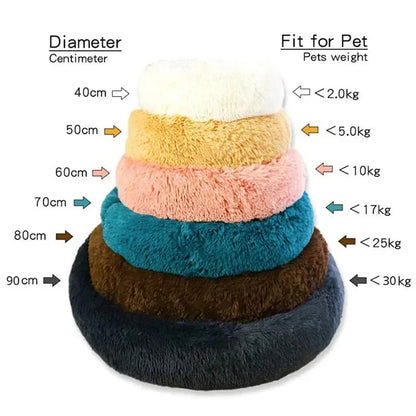 Pet Relief – Plush Round Pet Bed for Cats & Dogs | Super Soft, Warm & Cozy, Multiple Sizes (40–90cm)